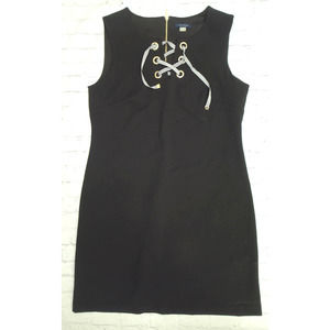 Tommy Hilfiger Black Lace Up Neck Sleeveless Sheath Dress, 12